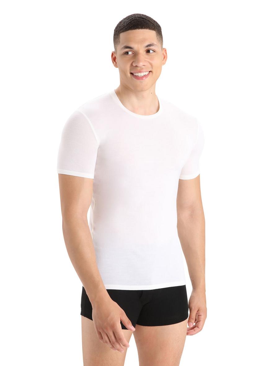 Sous Vêtement Icebreaker Merino Anatomica Corta Sleeve Crewe T-Shirt Homme Blanche | FR 1300HAPK